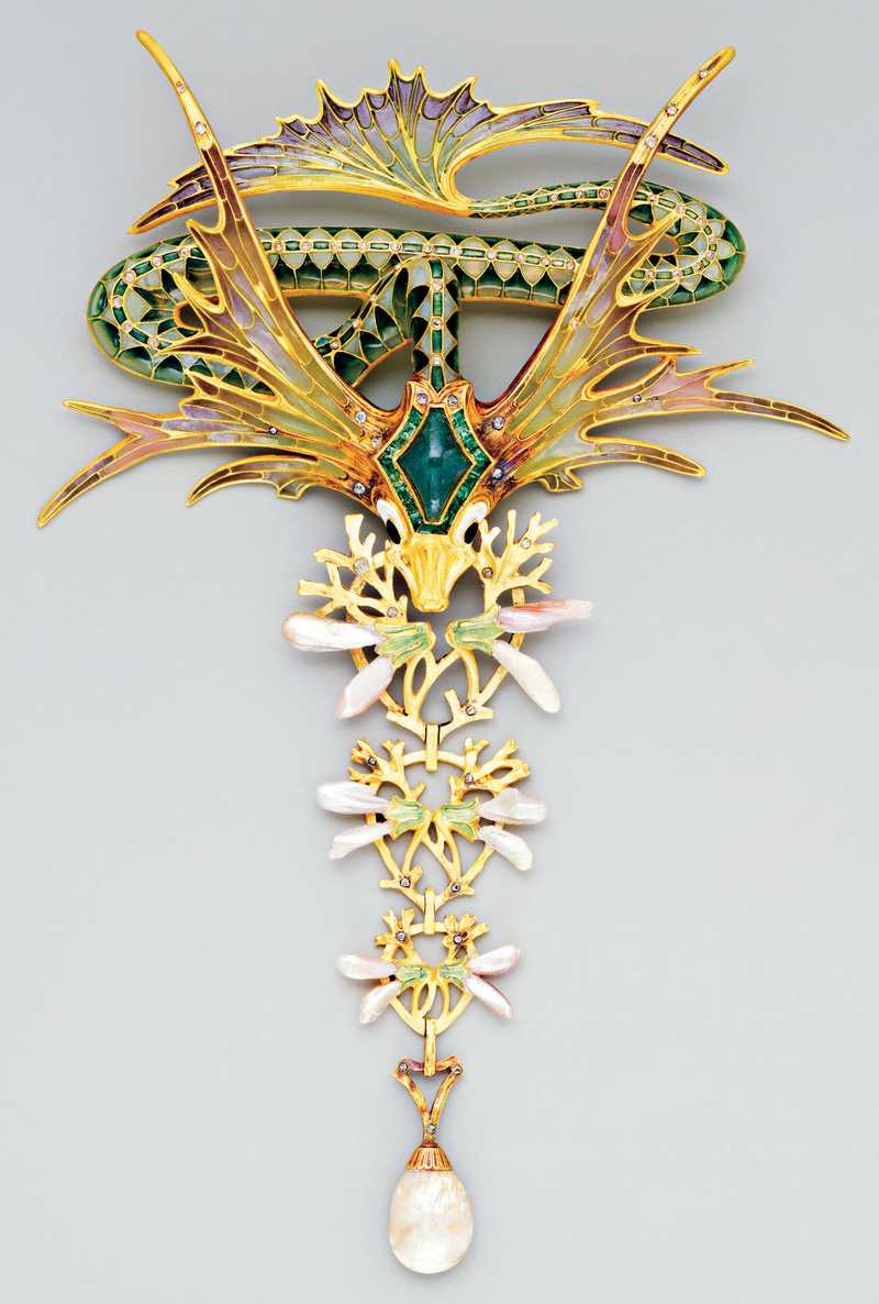 French Jewelry Fouquet Winged Chimera Brooch 015 UNC 1303x1932